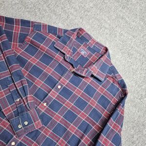 UNTUCKit Rosato Plaid Flannel Shirt Mens Large Navy Red 41001 Relaxed Fit Cotton